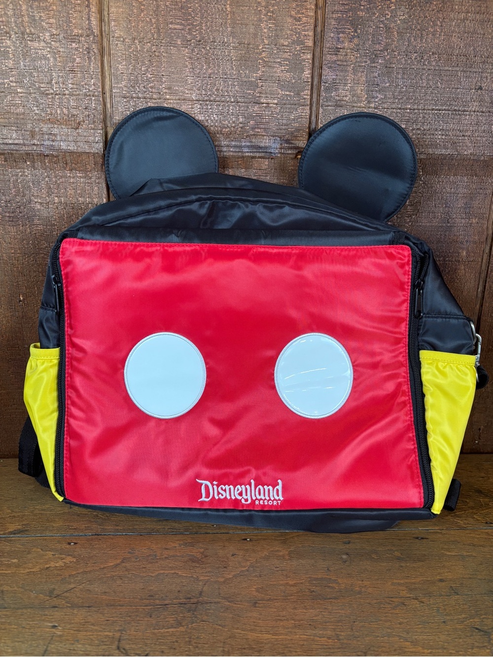 NWT Disneyland Red, Black, Yellow Diaper Bag w/ Mickey Ears, changing pad